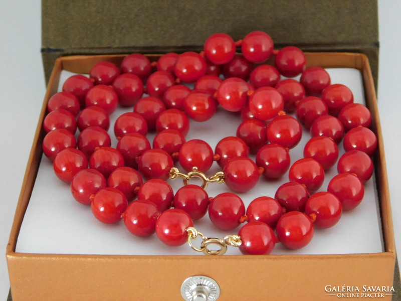 Coral necklace and bracelet jewelry set 14k gold