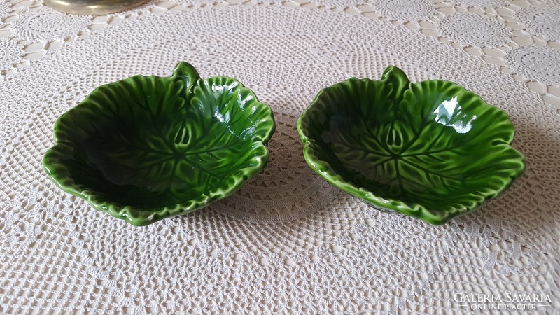 Small green glazed ceramic offering, 2 bowls.