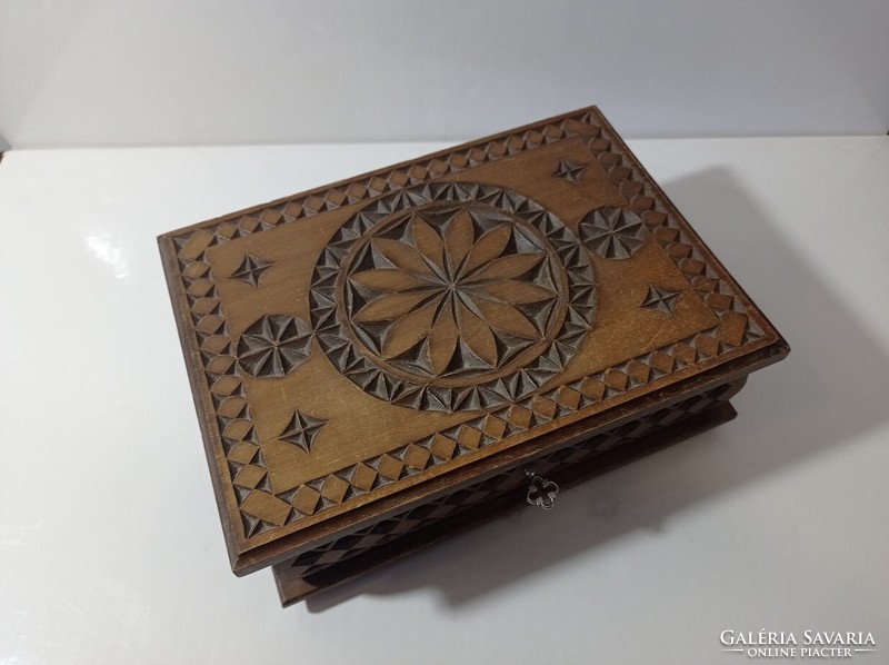 Wooden jewelry box with key