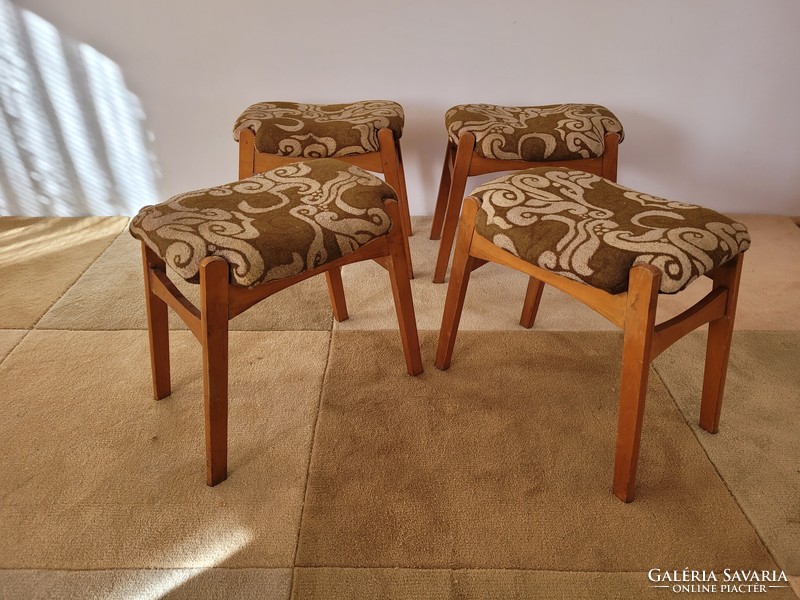 Retro upholstered curved seat mid century pouf small chair footrest