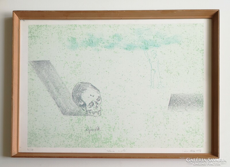 Attila Szűcs (1967-...) : Natura morta. Signed, rare lithograph.