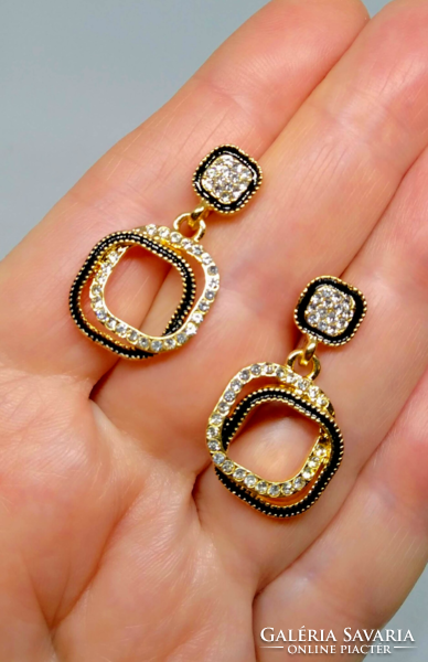 Gold-plated, tiny clear cz crystal geometric earrings 64