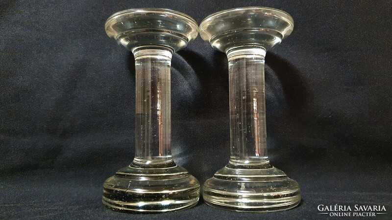 Régi, biedermeier tömör üveg posztamens. 2 db. egyforma. 10,6 cm. magasak.