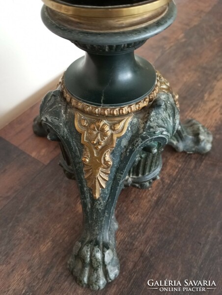 Antik Petróleum Lámpa Gyönyörű Csiszolt Üvegtestű