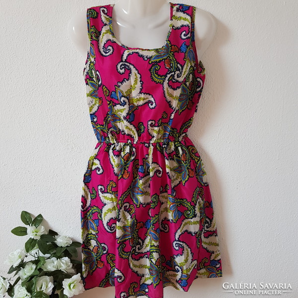New M sleeveless summer dress, mini dress with Turkish pattern on a pink base