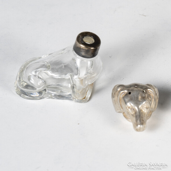 Silver dog-shaped salt and pepper shaker