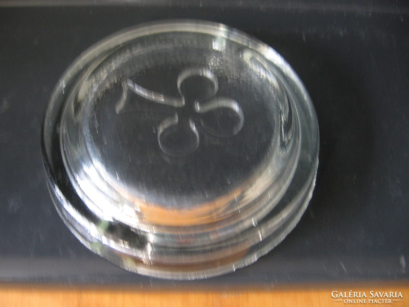 Retro card pattern Polish glass ashtray zabkowice-skawina
