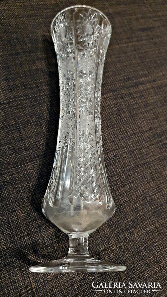 Old, base, richly polished, goblet-shaped, 21 cm. High. Lead crystal vase.