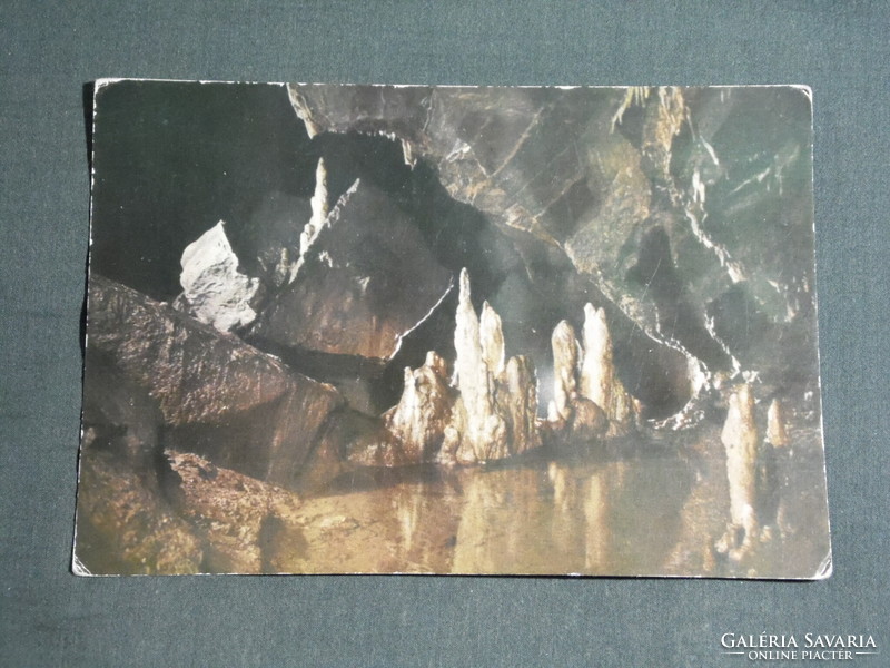 Képeslap, Aggtelek Jósvafő, Baradla cseppkőbarlang, tóparti kastély cseppkő