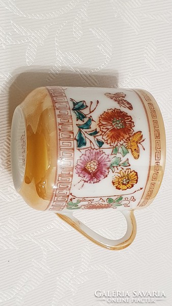 1 pc. Small Chinese mocha coffee cup. Butterfly decor.