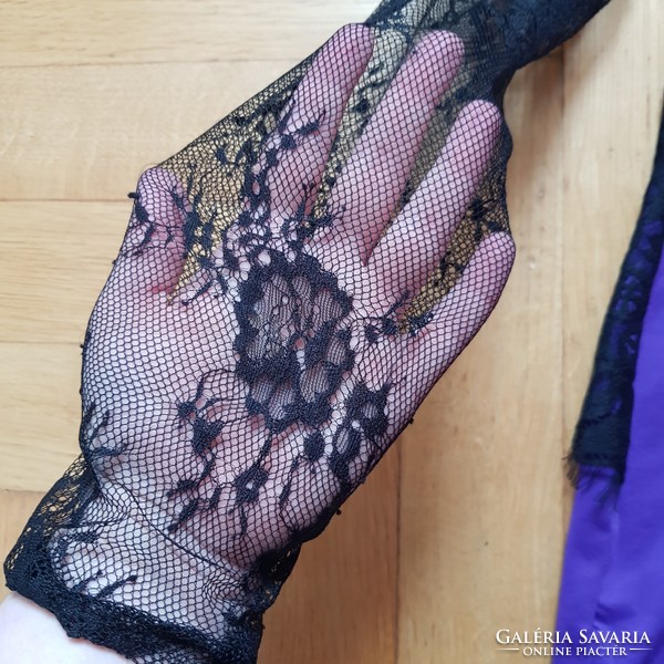 New s black lace long sleeve purple slim casual dress, midi dress