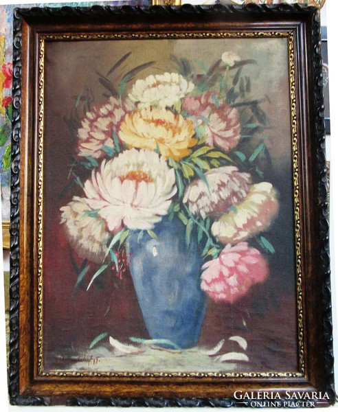Worked around 1920-40 with an illegible mark, Hungarian painter: still life, oil on canvas, 80x60