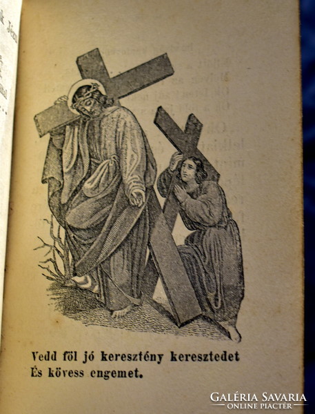 1890 körül ÚJ RÓZSAFÜZÉR ILLUSZTRÁLT CSONTBERAKÁSOS ANTIK CSATOS IMAKÖNYV