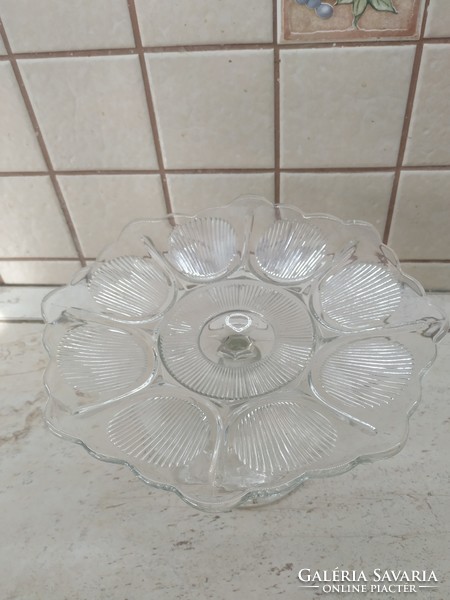 Retro glass cake stand, centerpiece, offering for sale!