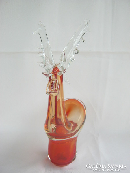 Glass large deer 30 cm candle holder