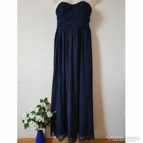 New, size 34/s dark blue evening chiffon dress, bridesmaid maxi dress