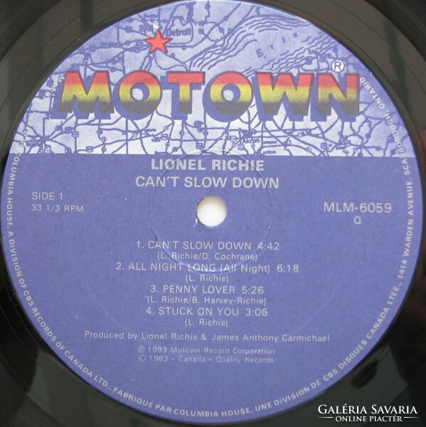 Lionel Richie - Can't Slow Down (LP, Album, Club)