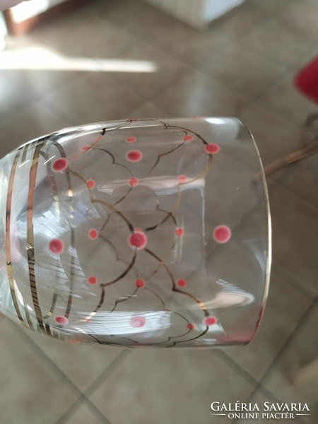 6 wine glasses with red polka dots for sale!