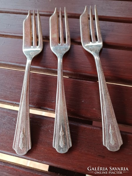 Old cake fork, cutlery - silver-plated 3 pieces!