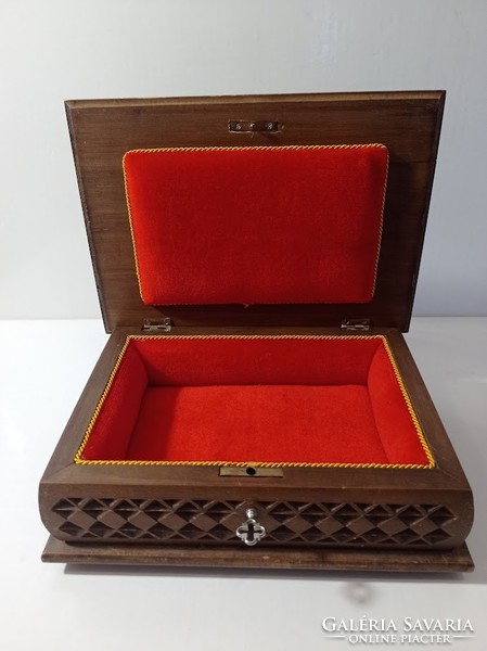 Wooden jewelry box with key