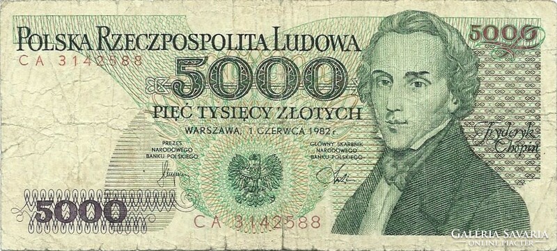 5000 zloty zlotych 1982 Lengyelország 1.