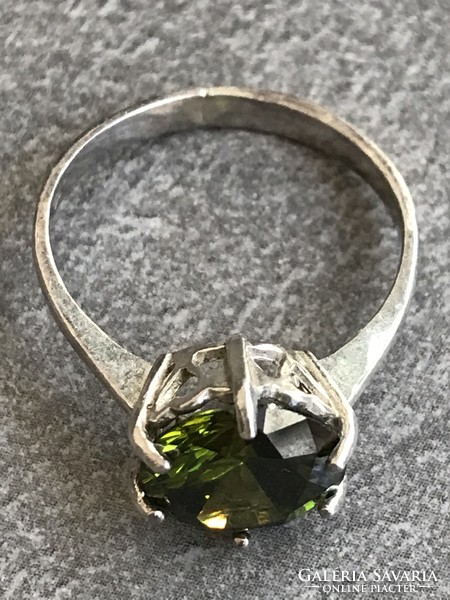Silver ring with a polished tourmaline stone, size 7.5