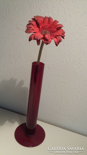 Red, single strand, glass vase, handmade,