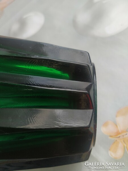 Retro glass ice cube holder with tweezers for sale!