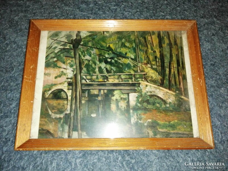 Retro glazed picture frame with print 24*32 cm