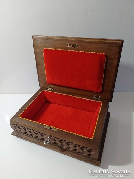 Wooden jewelry box with key