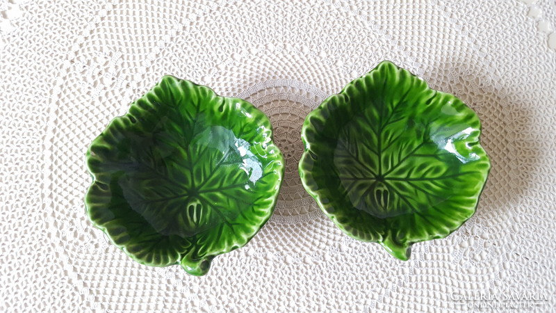 Small green glazed ceramic offering, 2 bowls.