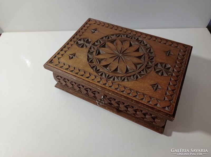 Wooden jewelry box with key