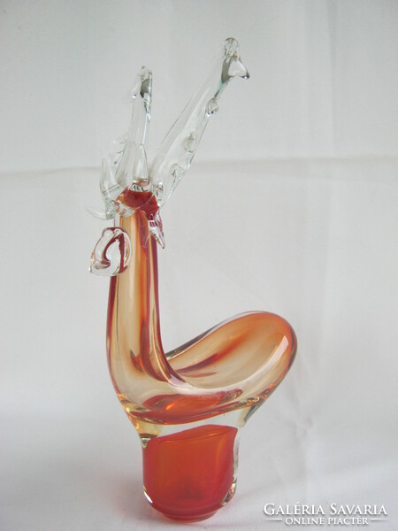 Glass large deer 30 cm candle holder