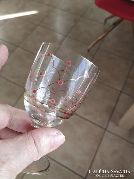 6 wine glasses with red polka dots for sale!