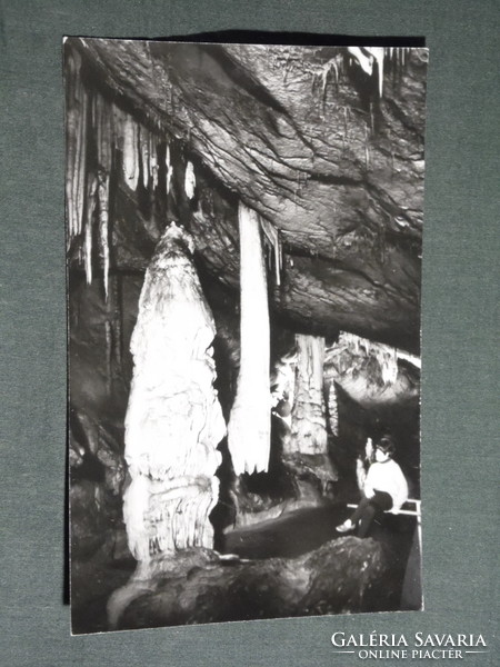 Képeslap, Aggtelek Jósvafő, Baradla cseppkőbarlang, Alabástrom szobor és a polip szakasz
