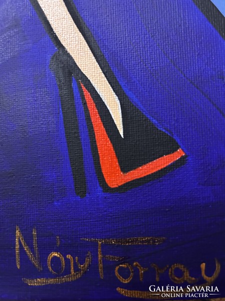 Forray Nóry kortárs festőművész 50x70 cm absztrakt modern akt festmény - oxigén című akril vászon