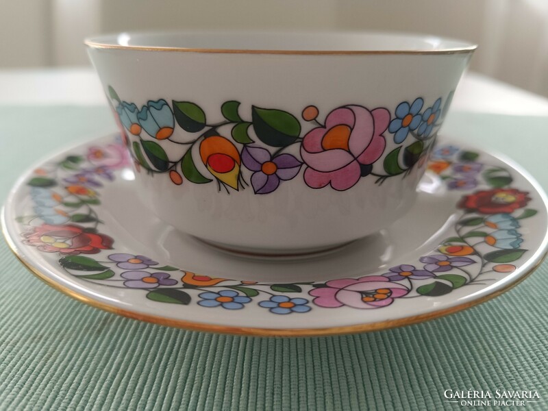 Kalocsa pattern porcelain tea cup + base