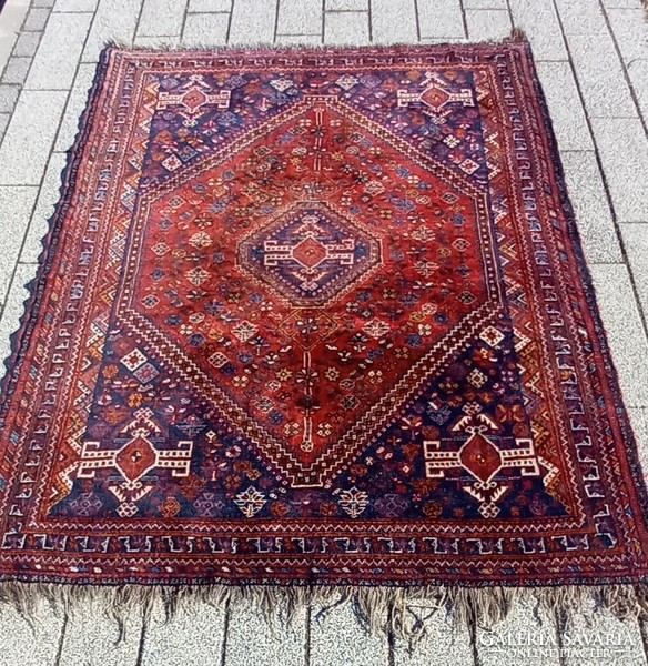 Antik Iráni Shiraz kézi csomózású perzsa szőnyeg.   ALKUDHATÓ