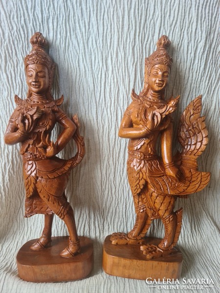 Sculptures made in Thailand, carved from tropical wood. 2 pcs