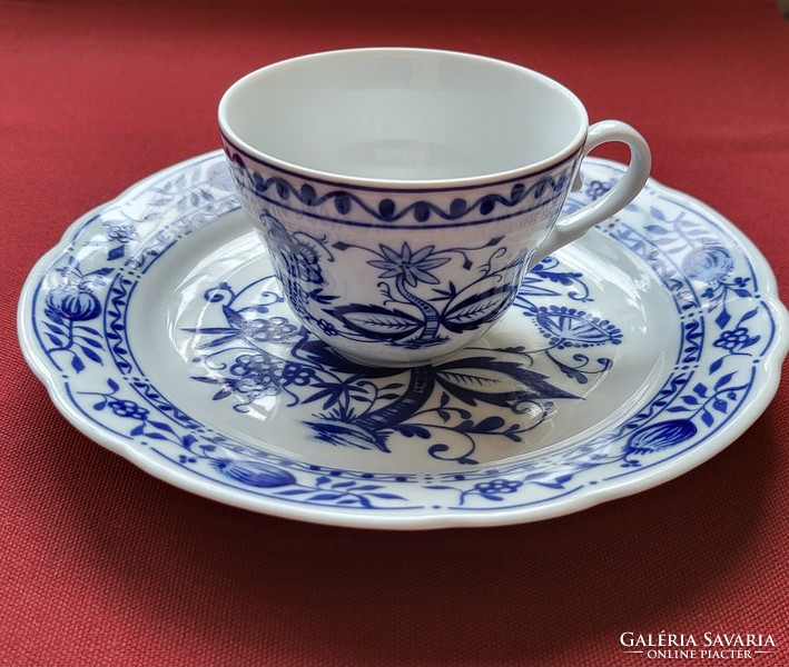 Triptis Kahla Zwiebelmuster német porcelán kávés teás reggeliző szett hiányos csésze kistányér tányé