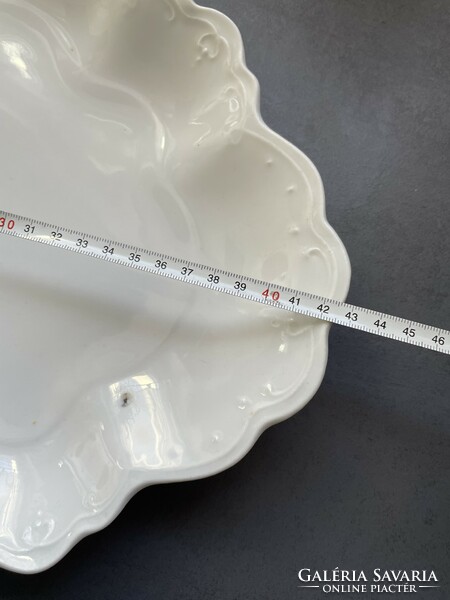 Old mz austria large white oval porcelain bowl with laced edges