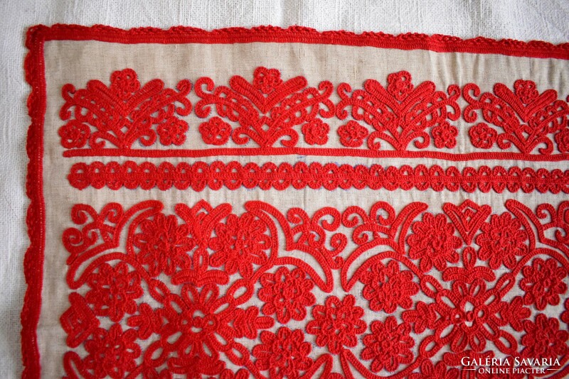 Embroidered linen Transylvanian tablecloth 86 x 56 cm