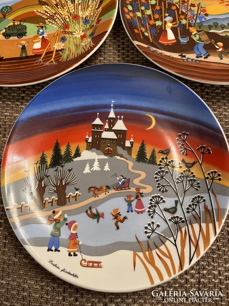 Bavaria dinner plates, four seasons based on the paintings of Barbara Fürstengöfer. 3 pieces, perfect condition