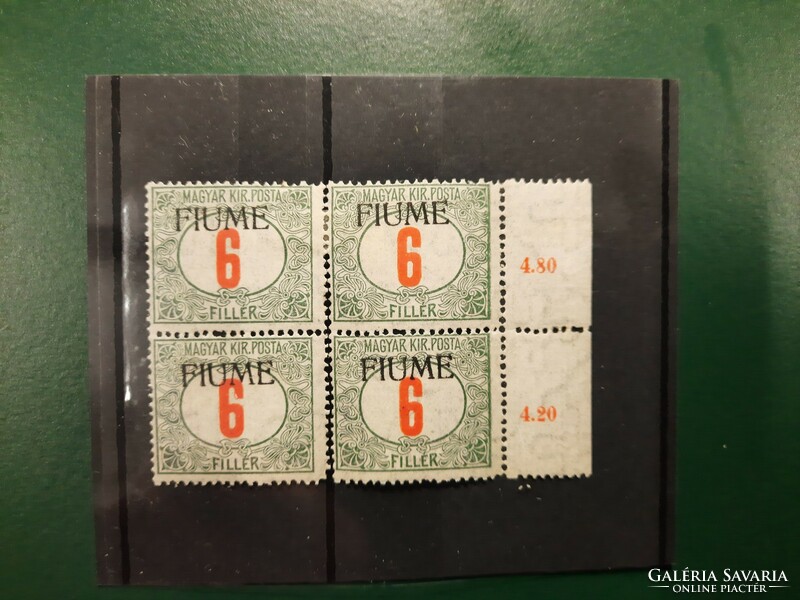 1918. Fiume port. Fake hand overprint block of 4.