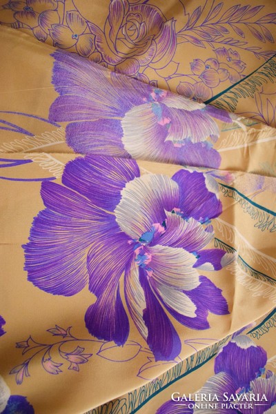 Chinese silk fabric repeating iris pattern 580 x 116 cm wide, in original box