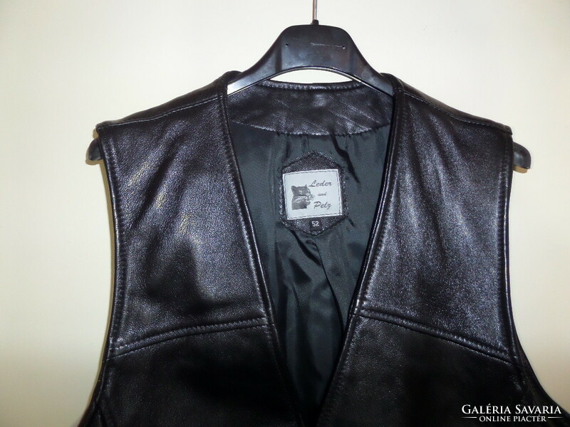 Leather and fur (original) new! Ffi m/l 52 motorcycle leather vest