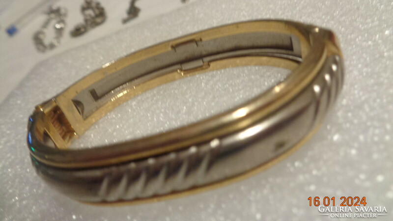 Antique bangle, bracelet, gold and silver, can be opened within approx. 6 cm