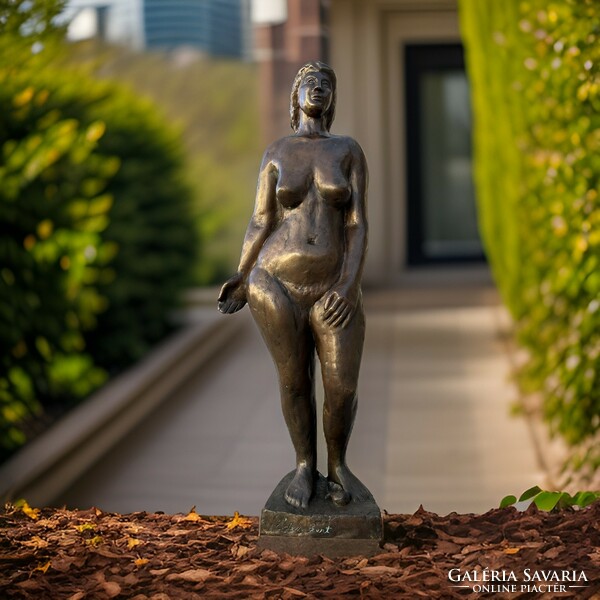 Gisella Dien: Eve in the Garden of Eden - marked Hungarian bronze statue