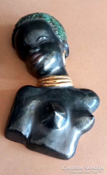 2 Pcs Izsépy bust ceramic negro female statue negotiable art deco
