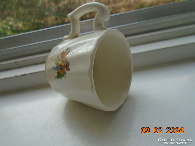 Antique Zsolnay hand-painted twisted coffee cup ribbed with Meissen flowers